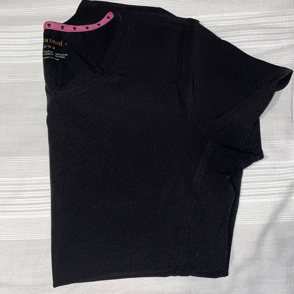 HeartSoul Scrub Nurse Healthcare Top Short Sleeve Black